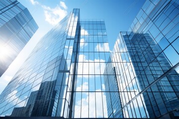 Fototapeta premium Azure Ascent Flat Perspectives on Modern Urban Architecture.jpeg