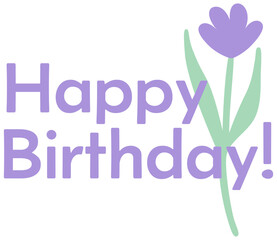 Happy Birthday | Floral Bday Celebration Design | Wildflower Doodle | Vector Flower Illustration