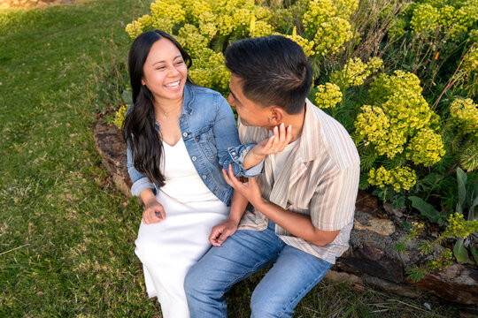 Young couple together at park