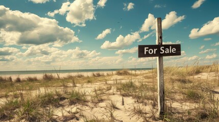 Real estate listing: For Sale text banner designed for copy space, perfect for showcasing property listings with eye-catching graphics and clear messaging to attract potential buyers