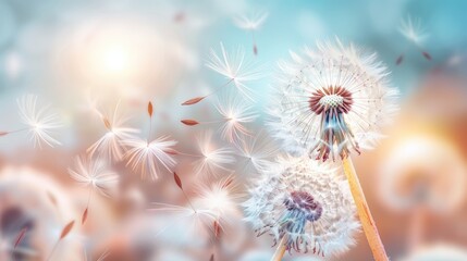 Obraz premium The ethereal beauty of a dandelion seed head is revealed in exquisite detail. Ethereal Dandelion Seed Head