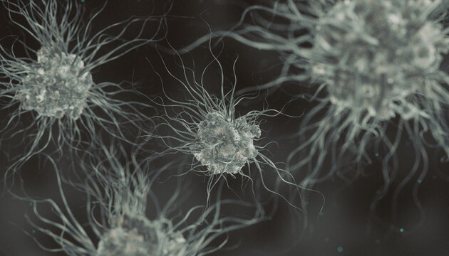 Virus. Abstract vector 3d microbe isolated on dark background