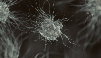 Virus. Abstract vector 3d microbe isolated on dark background