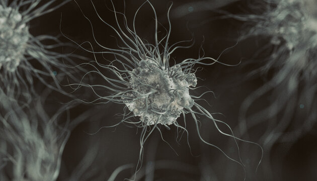 Virus. Abstract vector 3d microbe isolated on dark background