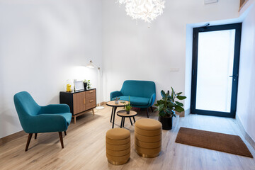 Reception area in wellness center.