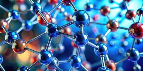 Close up of a molecule structure , science, chemistry, macro, molecular, organic, biology, research, technology, atoms, DNA
