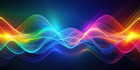 Naklejka premium Colorful abstract graphic background with waveforms and waves, generated by AI, abstract, background, graphic, colorful