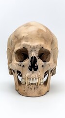 Obraz premium Human skull on a white background, anatomical study. Medical concept