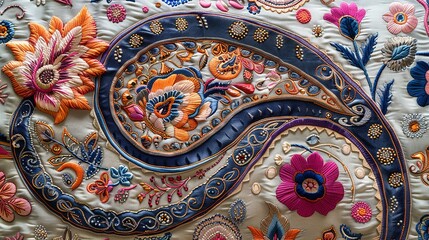 Fototapeta premium Seamless paisley pattern on silk fabric, perfect for bohemian-style apparel and home decor. , Minimalism,