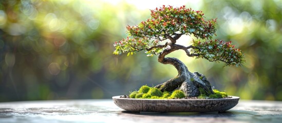 Bonsai Tree in a Pot on a Table