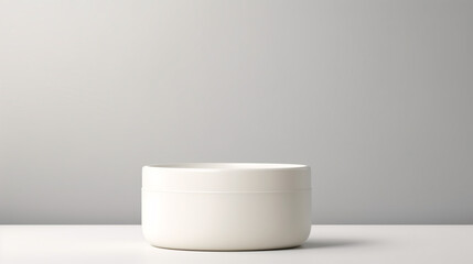 Create an empty, minimalistic cream-white background, simulating tranquility with subtle elegance podium.