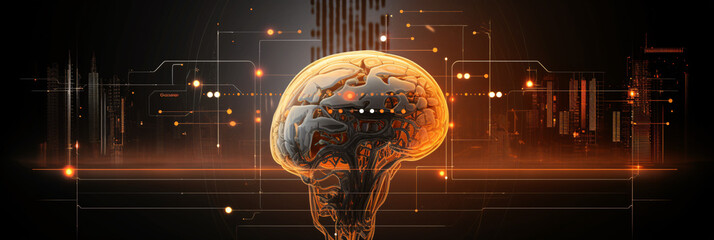 Abstract depiction of a luminous artificial brain, symbolizing advanced technology and innovation.