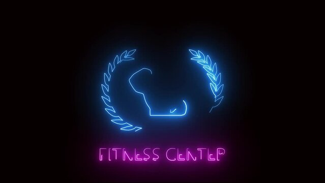 fitness center logo neon light effect green screen background