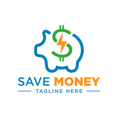 Obraz premium electricity money saving outline logo