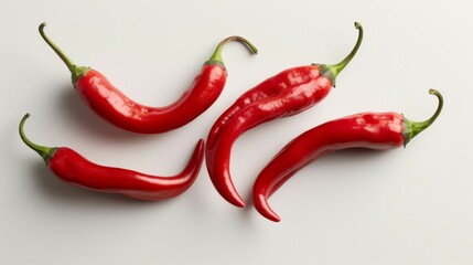 Fresh red chili peppers on white background, close-up
