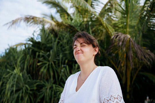 Woman is fooling around