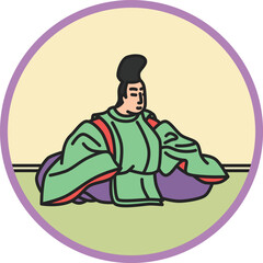 カラー円形シンプル百人一首　従二位家隆