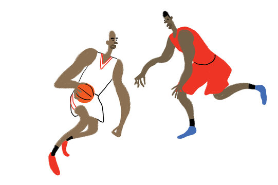 Basketball game between two players