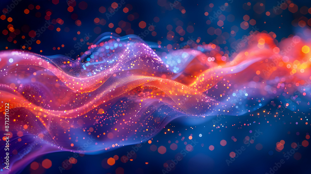 Poster vibrant undulating fiber optic filaments illuminating the darkness with their incandescent captivati