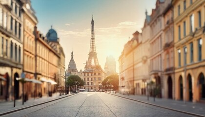 Fototapeta premium Eiffel Tower Sunrise in Paris Cityscape