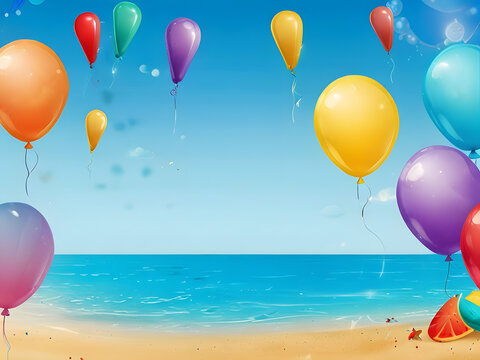 Beach Bash Bliss: Summer Party with Balloons by the Sea