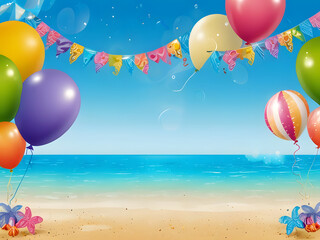 Beach Bash Bliss: Summer Party with Balloons by the Sea