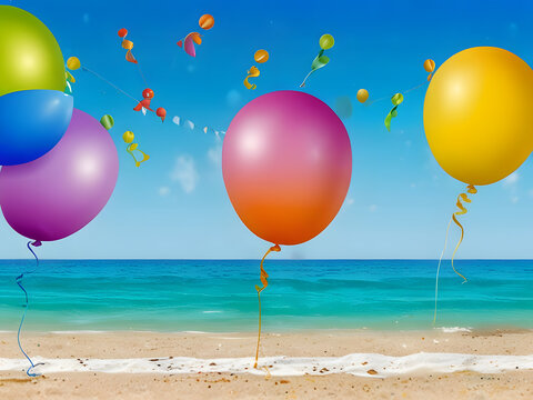 Beach Bash Bliss: Summer Party with Balloons by the Sea
