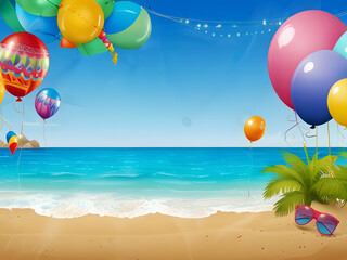 Beach Bash Bliss: Summer Party with Balloons by the Sea