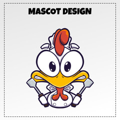 Vector Food Chicken Logo Mascot Illustration Vector Design