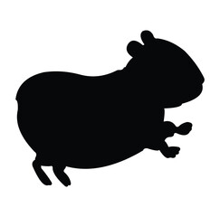 hamster silhouette vector design. black and white.