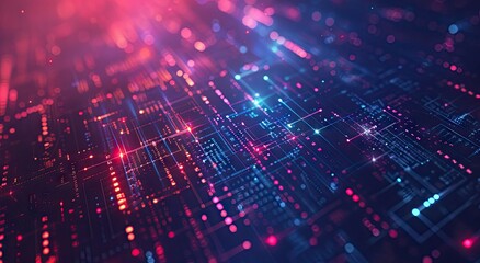 Obraz premium Abstract Digital Circuitry with Glowing Lines