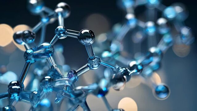 Molecular Structure, Science or medical animation. Background with molecule or atom. Realistic cool molecule structure animation. cosmetic skin cells. Essence Ball Molecules