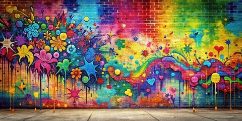 Colorful graffiti art background with vibrant splashes and patterns, graffiti, art, background, colorful, vibrant