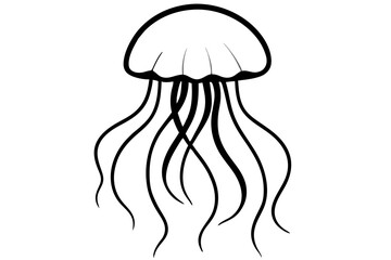 jellyfish line art silhouette vector illustration © MDSOHEL