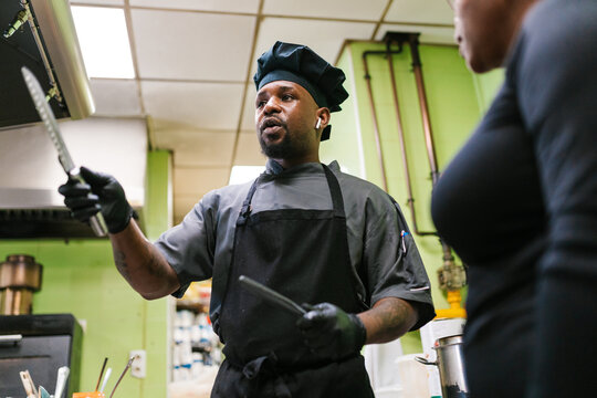 Chef Demonstrating Knife Skills
