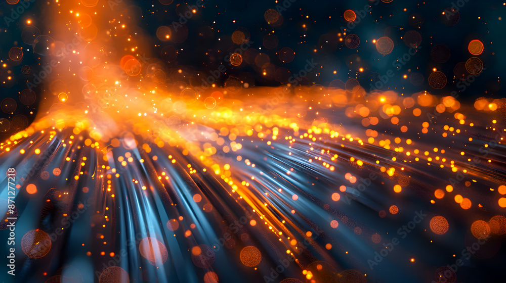 Poster transparent cross section of a fiber optic data line revealing the mesmerizing array of luminous fil
