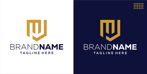 Obraz premium Creative MJ Monogram Letter Logo Shield Shape, Design Inspiration, Illustration, Vector