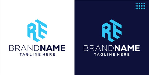 Creative Abstract RE Letter Hexagon Logo Design, Design Inspiration, Illustration, Vector