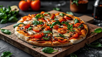 Homemade pizza with a perfectly golden crust