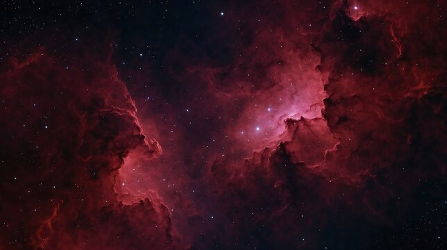 Una nebulosa roja en el espacio interestelar