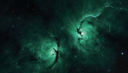 Fototapeta premium Una nebulosa de color verde en el espacio