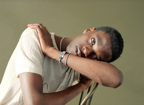 Melancholy studio portrait