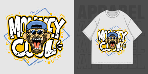 Vector Monkey Cool Illustration T-Shirt and Apparel Printing Design