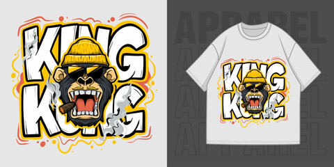 Vector King Kong Illustration T-Shirt and Apparel Printing Design