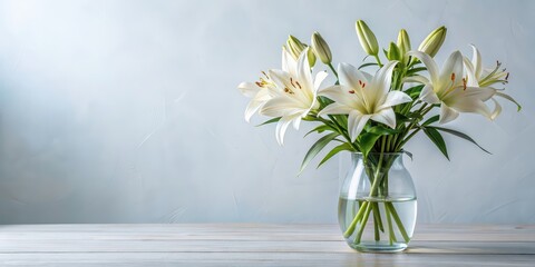 Lilies in a clear glass vase, elegant and simple arrangement, lilies, floral, flowers, glass vase, elegant