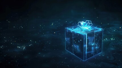 Blue Gift Box in a Digital World