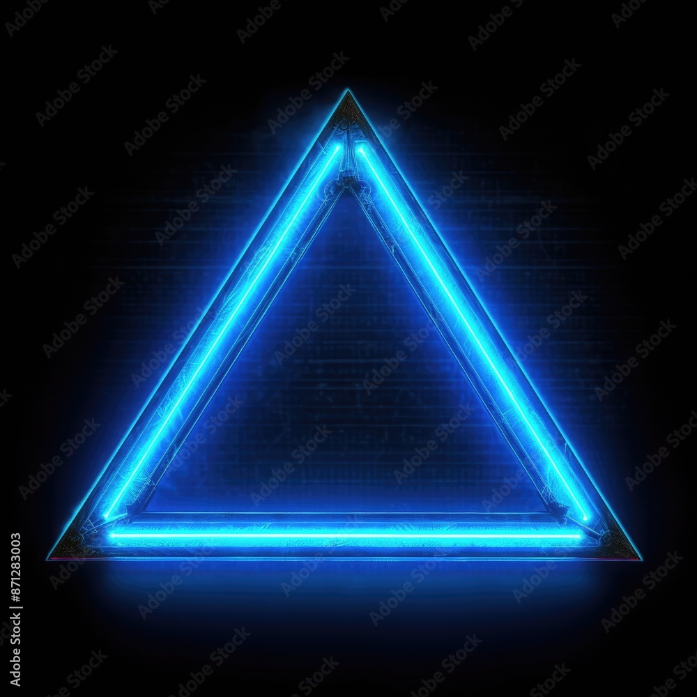 Poster abstract frame of mysterious geometric shape portal with digital style neon light reflecting set aga