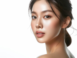 Naklejka premium A graceful beautiful portrait for closeup skin advertising
