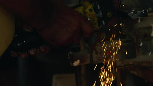 Industrial Metal Welding Sparks and Flashes Flying