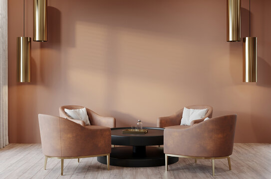 Lounge room in hotel or business hall for meetings and relax. 